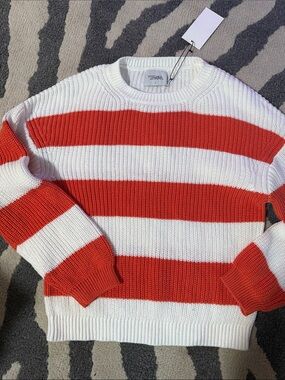 Striped Crewneck Sweater in Red and White by Stitched Stories